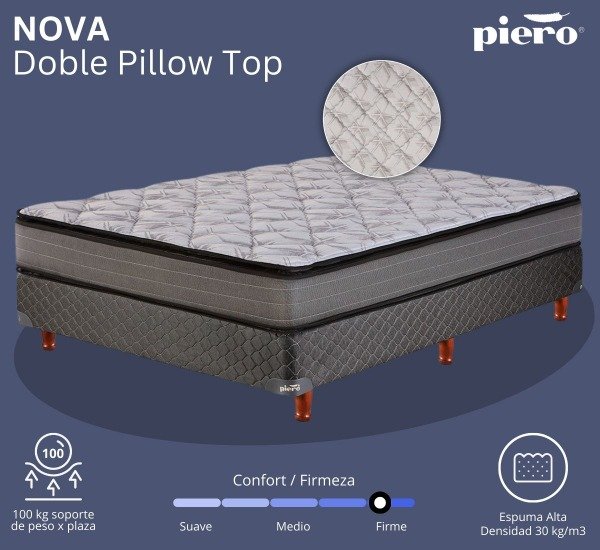 Producto - Sommier y Colchón Piero Nova Doble Pillow Top 190x140 - 7