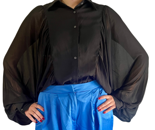 Producto - Blusa combinada de gasa y crepe