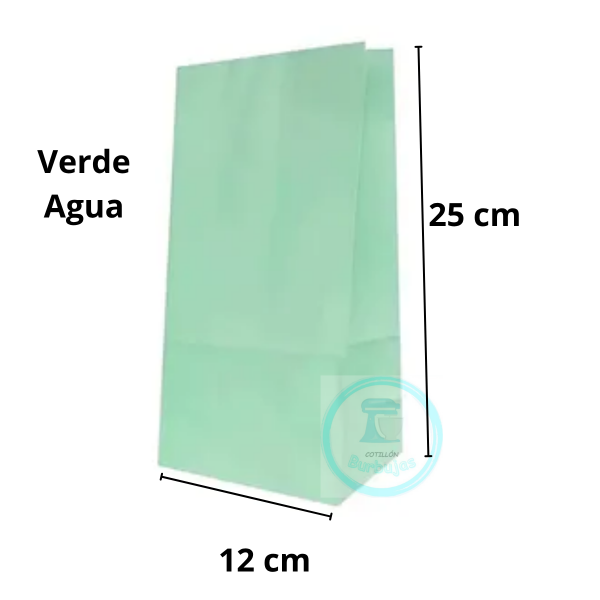 Producto - Bolsas de Papel con Fuelle Verde Agua x 10