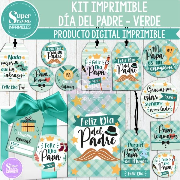 Producto - KIT IMPRIMIBLE DÍA DEL PADRE - VERDE