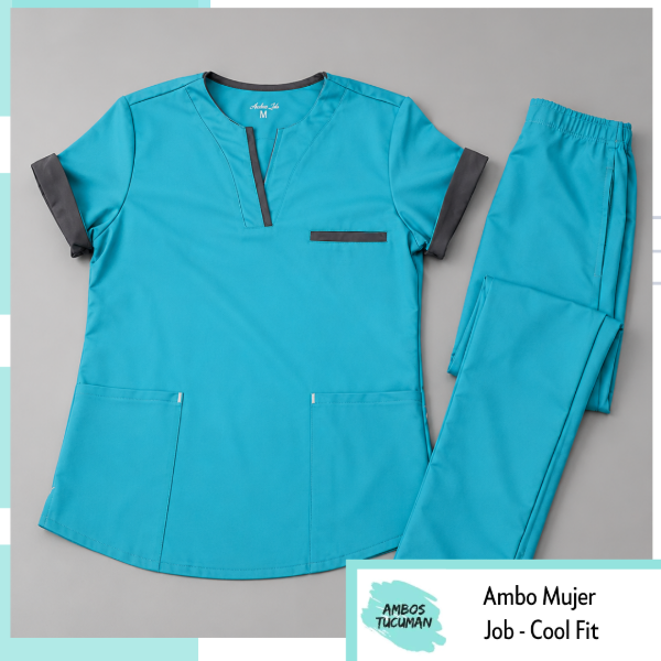 Producto - Ambo Job Verde detalle Gris