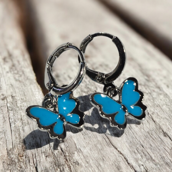 Producto - Aros mariposa turquesa