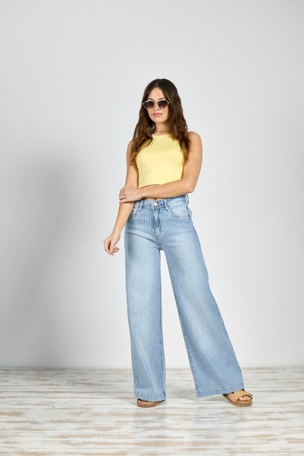 Producto - 433 BAGGY CELESTE RAYADO ELASTIZADO