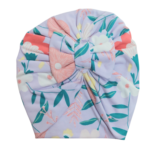 Producto - Turbante beba estampado moño "Flores"