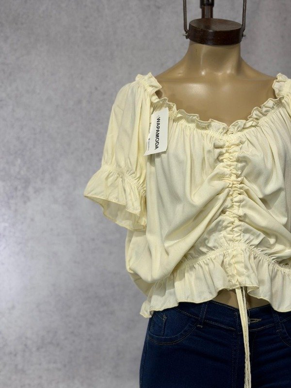 Producto - BLUSA PARAISO CREMA M/CORTA FIBRANA FRUNCE - 1