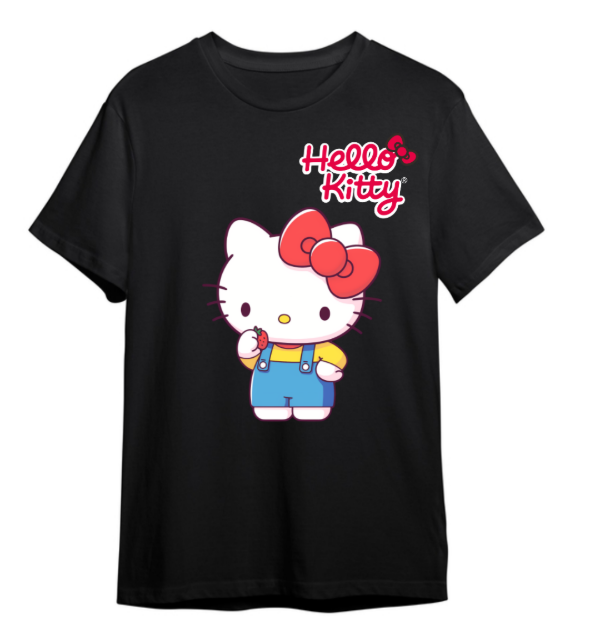 Producto - Remera Algodón Hello Kitty Moño Negra y Blanca