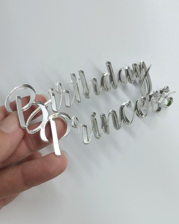 Producto - Aplique "Birthday Princess" plateado