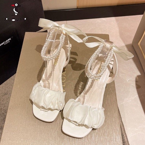 Producto - ] Sandalias de tacón bajo PLOVER French Pearl para mujer