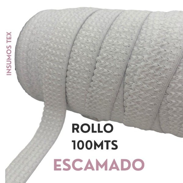 ROLLO COMPLETO Elástico bombachero escamado 25mm blanco (100mts ...
