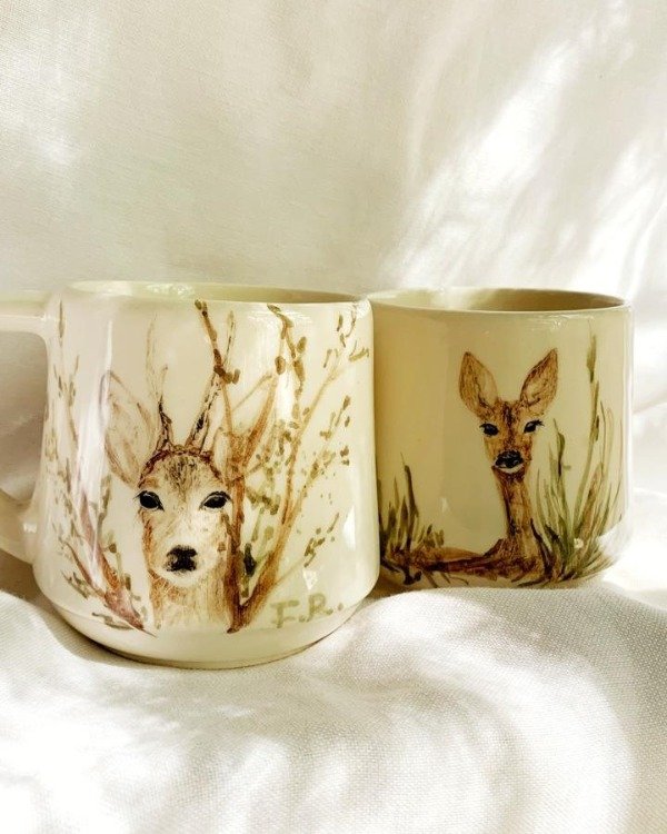 Producto - Taza pintada con ciervo