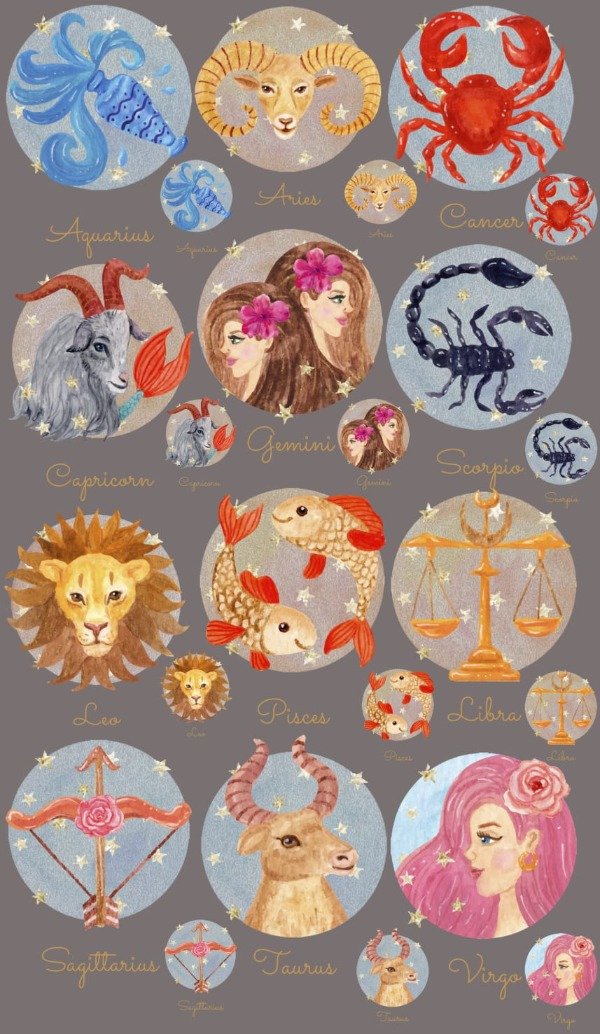Producto - Plancha Textil x Metro Signos del Zodiaco Acuarela