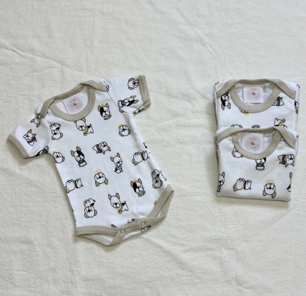 Producto - Body Mangas Cortas Perritos Beige