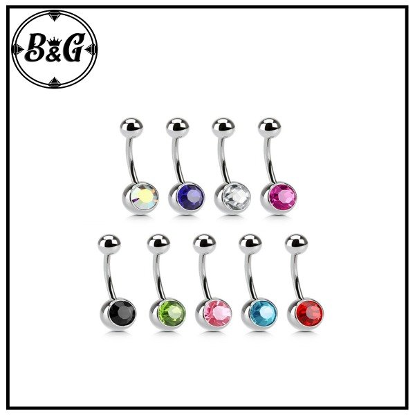 Producto - Navel Ombligo 8mm Strass Blanco (UNIDAD)