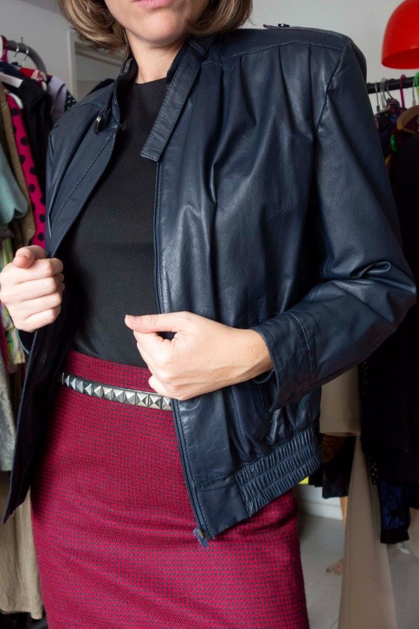 Producto - CAMPERA CUERO BOMBER AZUL