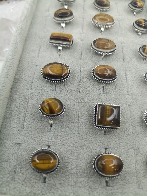 Producto - Anillo baño en plata de piedra ojo de tigre - 6