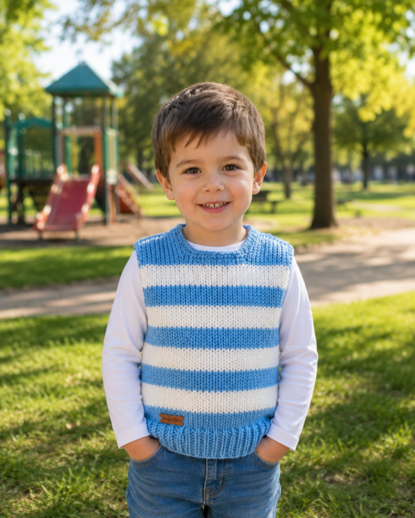 Producto - Chaleco celeste y blanco 3-4 años