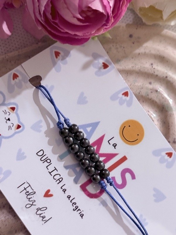 Producto - Pulsera azul con piedra hematite x2