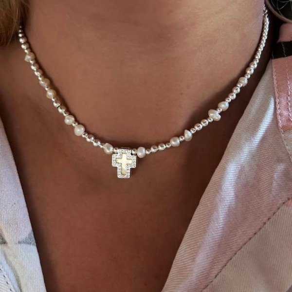 Producto - Gargantilla Perlas, Nácar y micropave (Plata 900)
