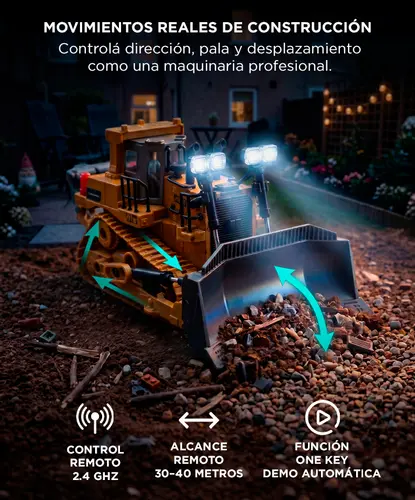 Producto - Bulldozer Excavadora Sobre Oruga Con Pala Móvil A Control Remoto Luces Y Sonido - 1