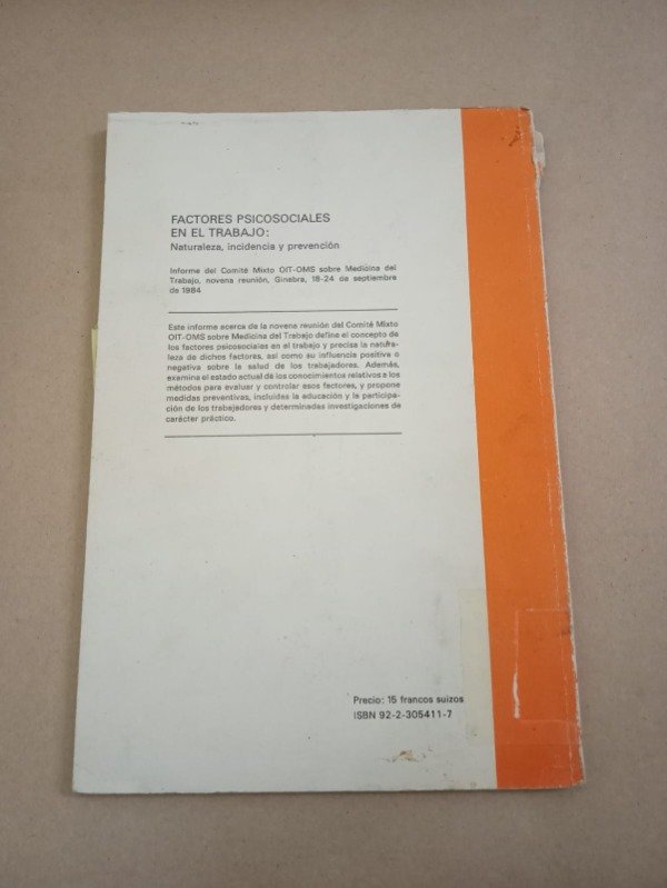 Producto - Factores psicosociales en el trabajo - Autores varios - OIT 1986 - 1