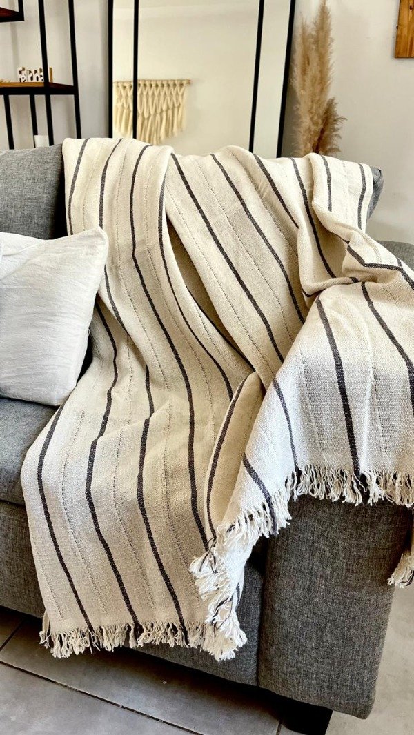 Producto - Manta rustica lineal Grafito