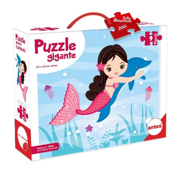 Producto - Puzzle 9 Piezas Sirena Rosa con delfin