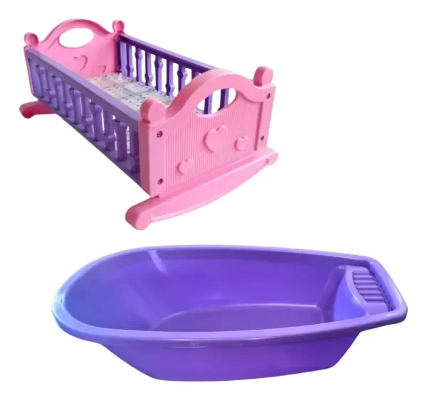 Producto - Set Combo Cuna Y Bañadera Para Bebe Bebote Muñeca