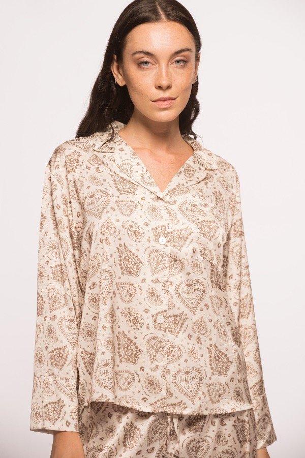 Producto - Pijama largo satén Petra boho beige