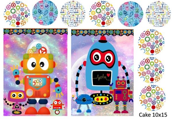 Producto - LAMINA TORTA RECTANGULAR O CAKE PIÑATA ROBOTS