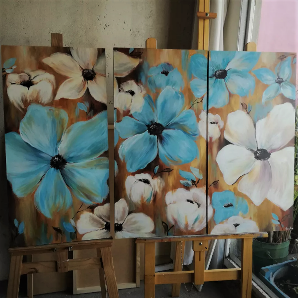 Producto - Cuadros Flores Grandes Decorativos Abstractos Pintado A Mano
