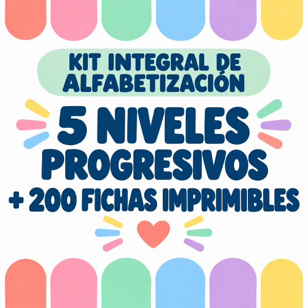 Producto - KIT INTEGRAL DE ALFABETIZACIÓN - 5 NIVELES PROGRESIVOS + 200 FICHAS IMPRIMIBLES