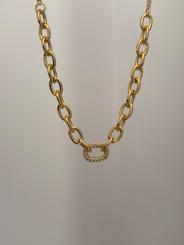 Producto - Collar dorado link micropave - 3