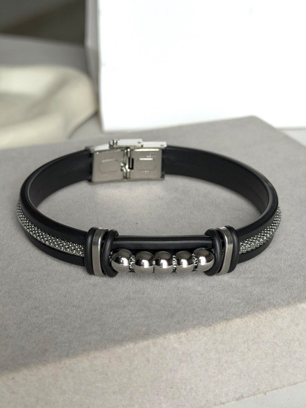 Producto - Pulsera caucho black silver - 0