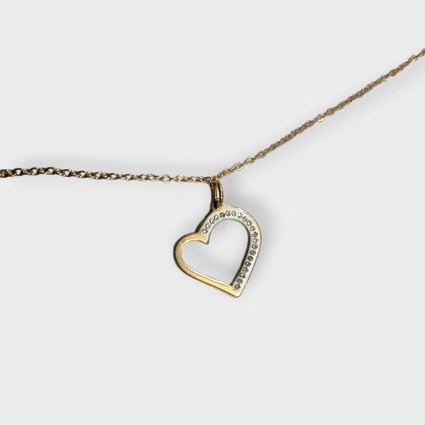 Producto - Cadena de acero Dorado Corazón con Strass