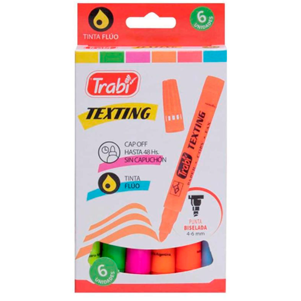 Producto - MARCADOR TRABI TEXTING X6 COLORES FLUO