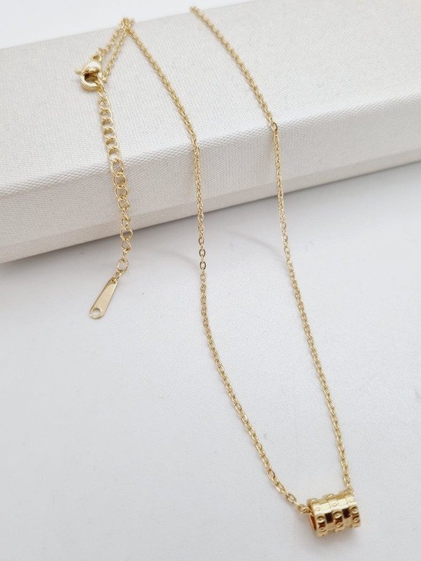 Producto - Cadena acero dorado fina dije pasante rueda