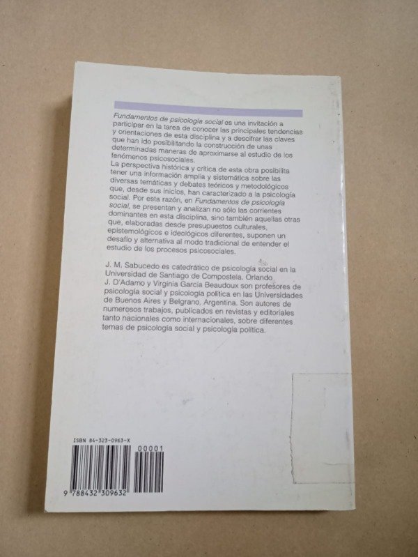 Producto - Fundamentos de psicología social - J. M. Sabucedo / O. D'Adamo - Siglo XXI 1997 - 1