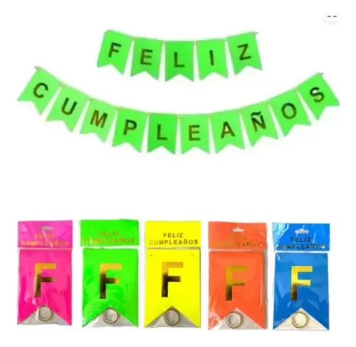Producto - BANDERIN FELIZ CUMPLE FLUO PLENO