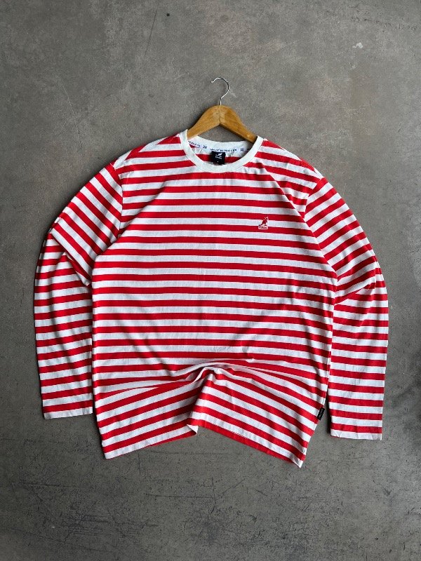 Producto - REMERA KANGOL A RAYAS ROJA Y BLANCA (L)