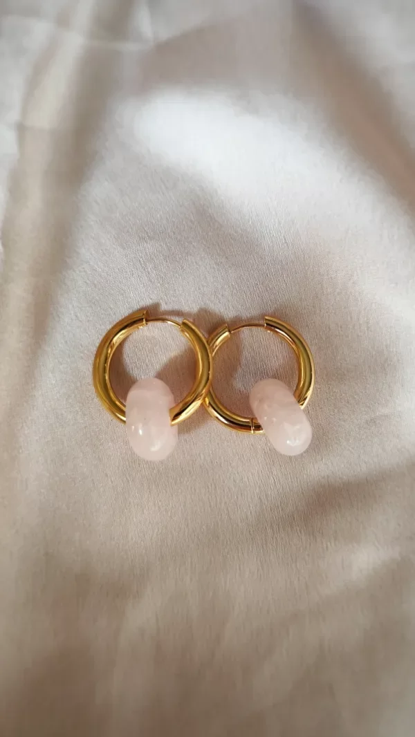 Producto - Aros Almica CUARZO ROSA dorado