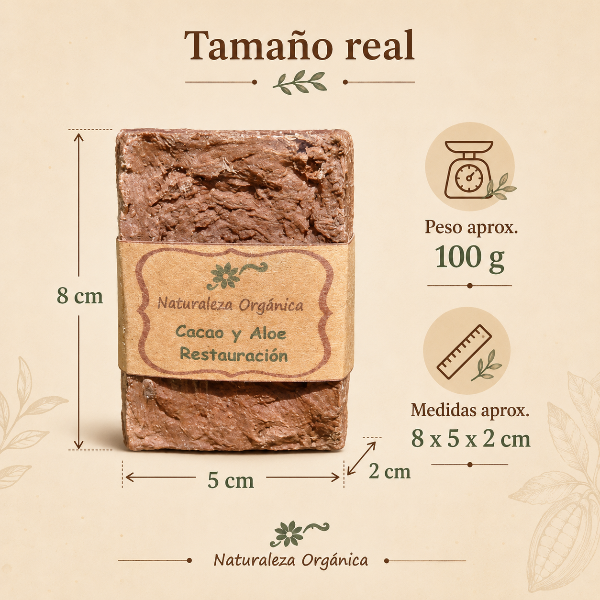 Producto - Champú Sólido Cacao y Aloe Restauración - para Cabellos Teñidos o Dañados - 4