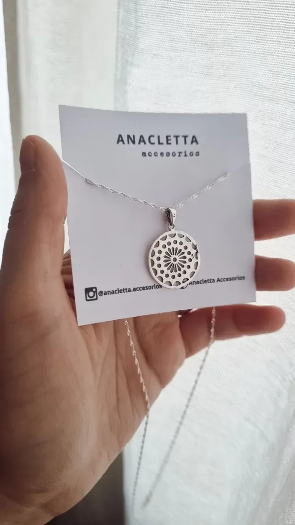 Producto - Gargantilla mandala circular con cadena de 50cm plata 925