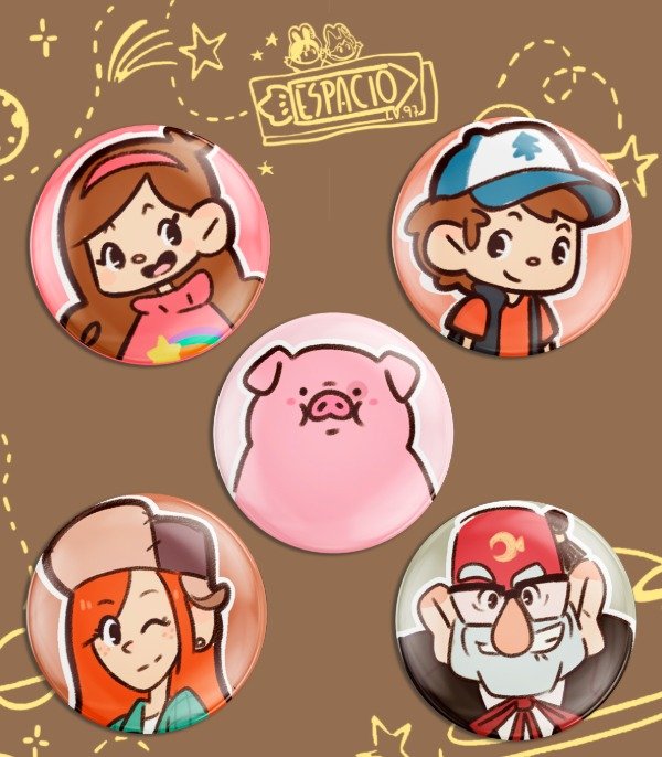 Producto - Pines Personajes Gravity Falls