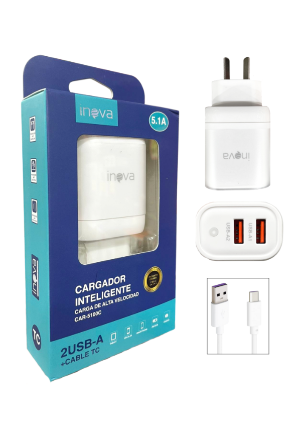 Producto - CARGADOR INOVA USB A TIPO C 5.1 5100C