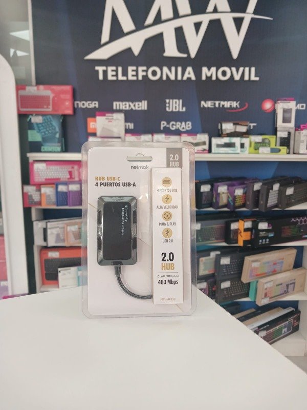 Producto - HUB TIPO C a 4 puertos USB 2.0 Netmak NM-HUBC