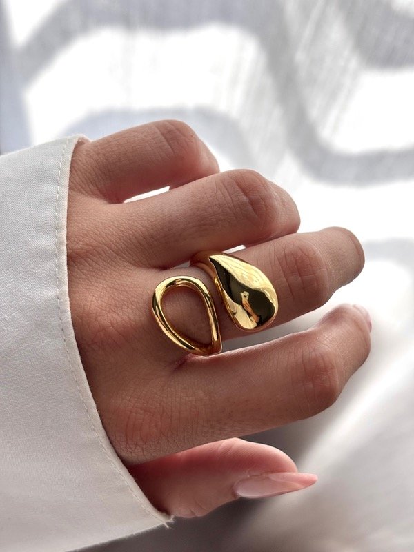 Producto - Anillo dorado gota calada