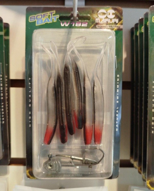 Producto - KIT SEÑUELOS MARURI W182 CON 2 ANZUELOS LASTRADOS 15 18 GRAMOS BLANCO ROJO