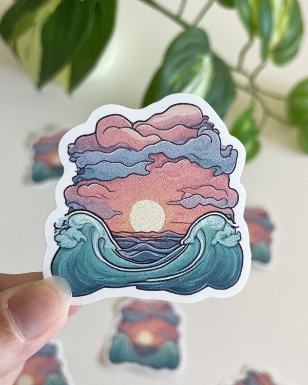 Producto - Sticker Blanco UV - Atardecer Mar