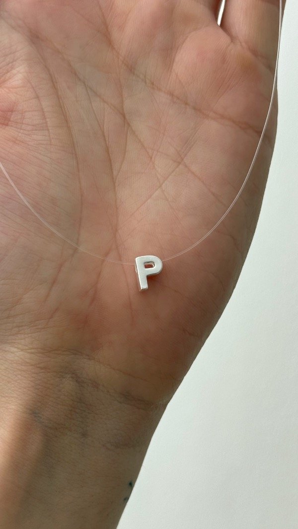 Producto - Tanza 40cm dije inicial lisa pasante 8mm P925