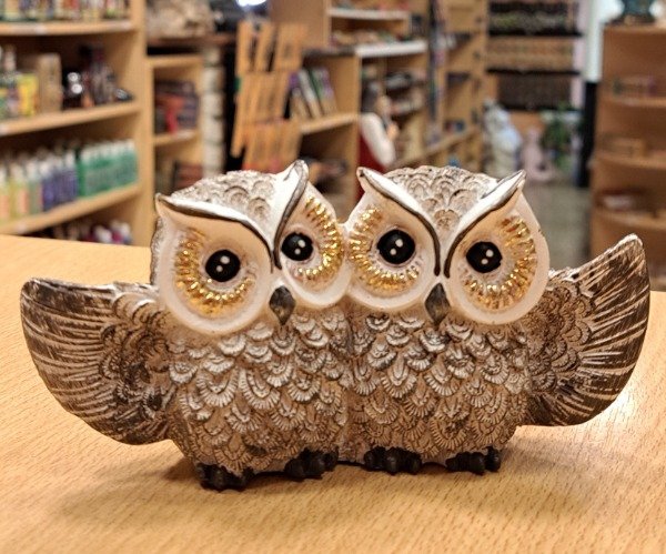 Producto - Buhos Dúo decorados resina 7 cm